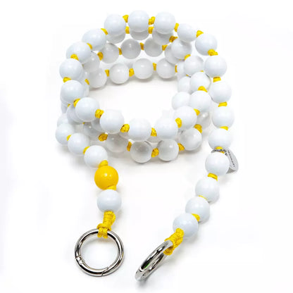 upbeads midi lavan crossbody kids holzperlenkette wooden beads chain cellphone chain keychain weiß gelb white hell yellow handmade made in germany